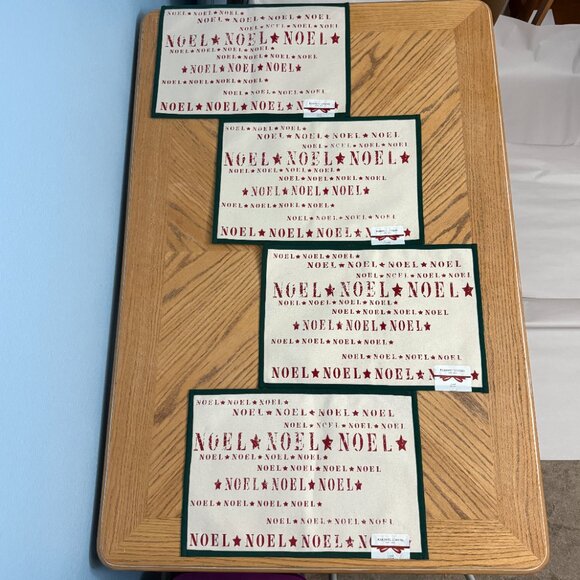 Bardwil Linens Set of 4 Cotton Placemats Noel Holiday Christmas Table Mats 13x19 - Picture 6 of 9